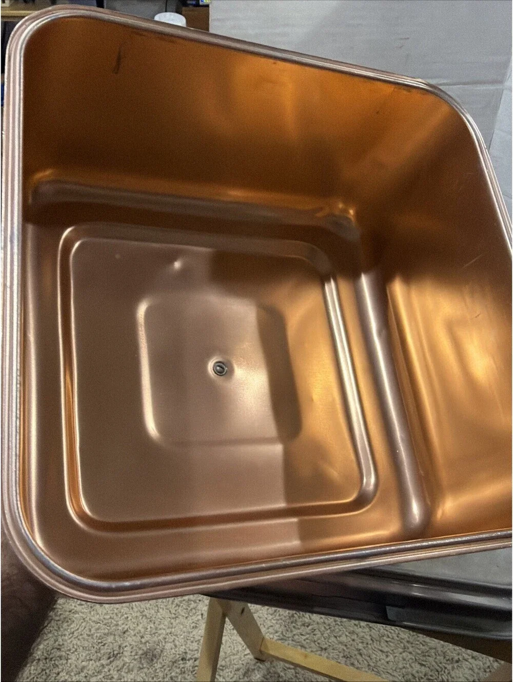Vintage Mirro 11x11x8 Aluminum Square Cake Pan Slide Lock on Rose/Copper Lid